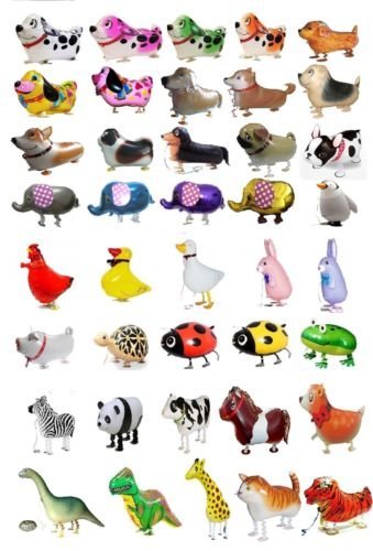 GIFT DEPOT® TM SET/LOT OF 10 WALKING ANIMAL BALLOON PETS AIRWALKERS FOIL HELIUM