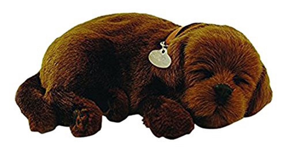 PERFECT PETZZZ CHOCOLATE LAB PLUSH PUPPY BREATHING HUGGABLE ANIMAL DOG REAL PET