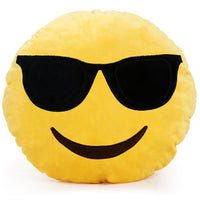 COOL EMOTICON PLUSH PILLOW, 12" INCHES