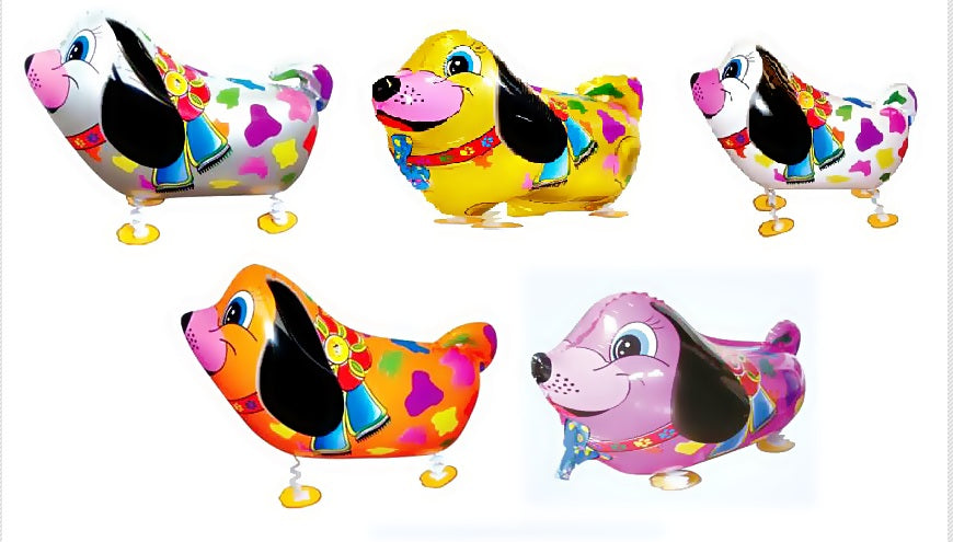 GIFT DEPOT® SET OF 5 COLORFUL DOG WALKING ANIMAL BALLOON PETS AIR FOIL HELIUM