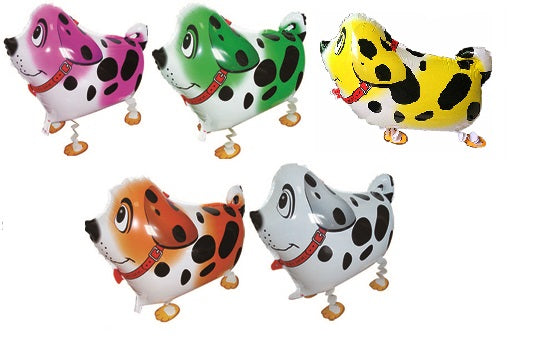 SET OF 5 DALMATIAN DOG WALKING PUPPY ANIMAL MY BALLOON PET AIR FOIL HELIUM PINK