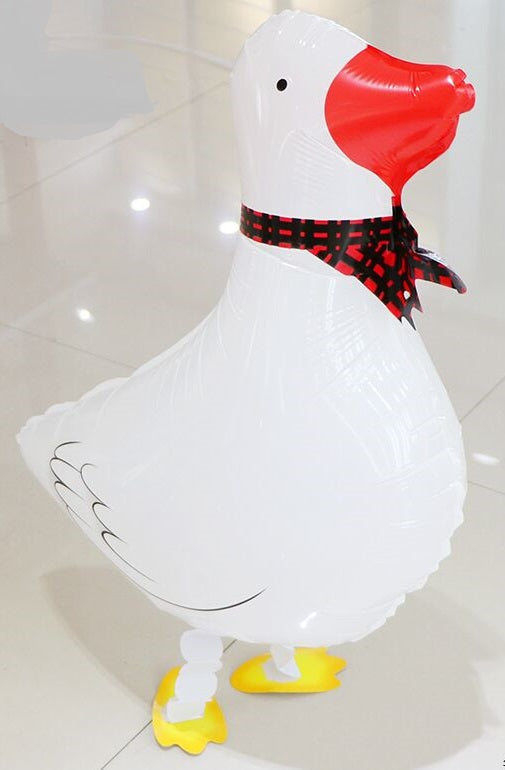 WHITE DUCK WALKING BALLOON FOIL HELIUM PET PARTY BIRTHDAY YELLOW AIRWALKER FARM