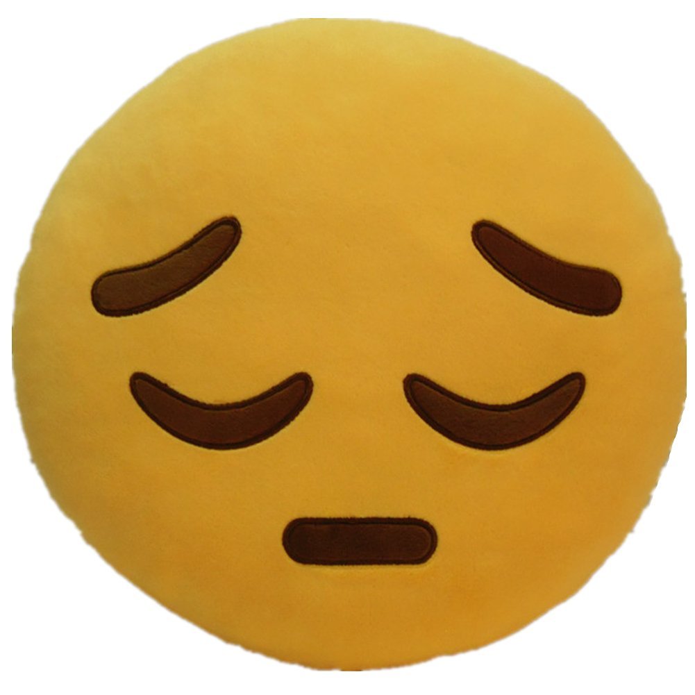 SAD EMOTICON PLUSH PILLOW, 12" INCHES
