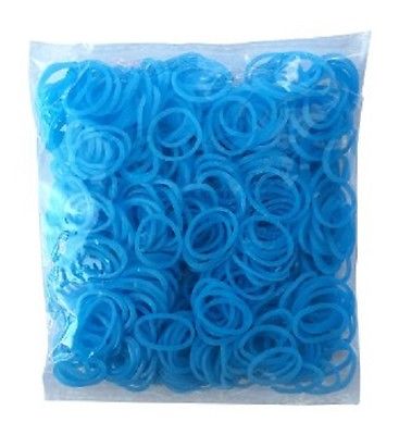 GLOW IN DARK LIGHT BLUE 600 Pcs Bag DIY LOOM RUBBER BAND REFILLS
