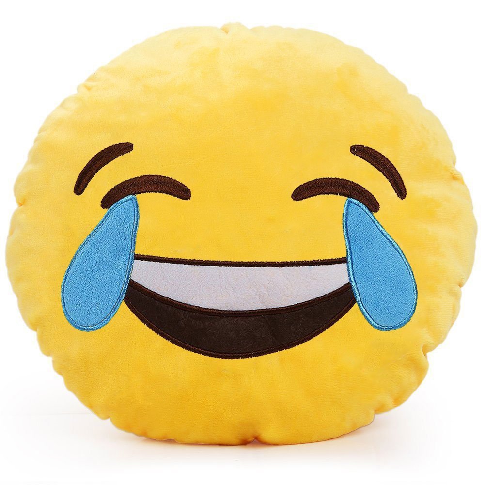 LAUGH TO TEARS EMOTICON PLUSH PILLOW, 11" INCHES