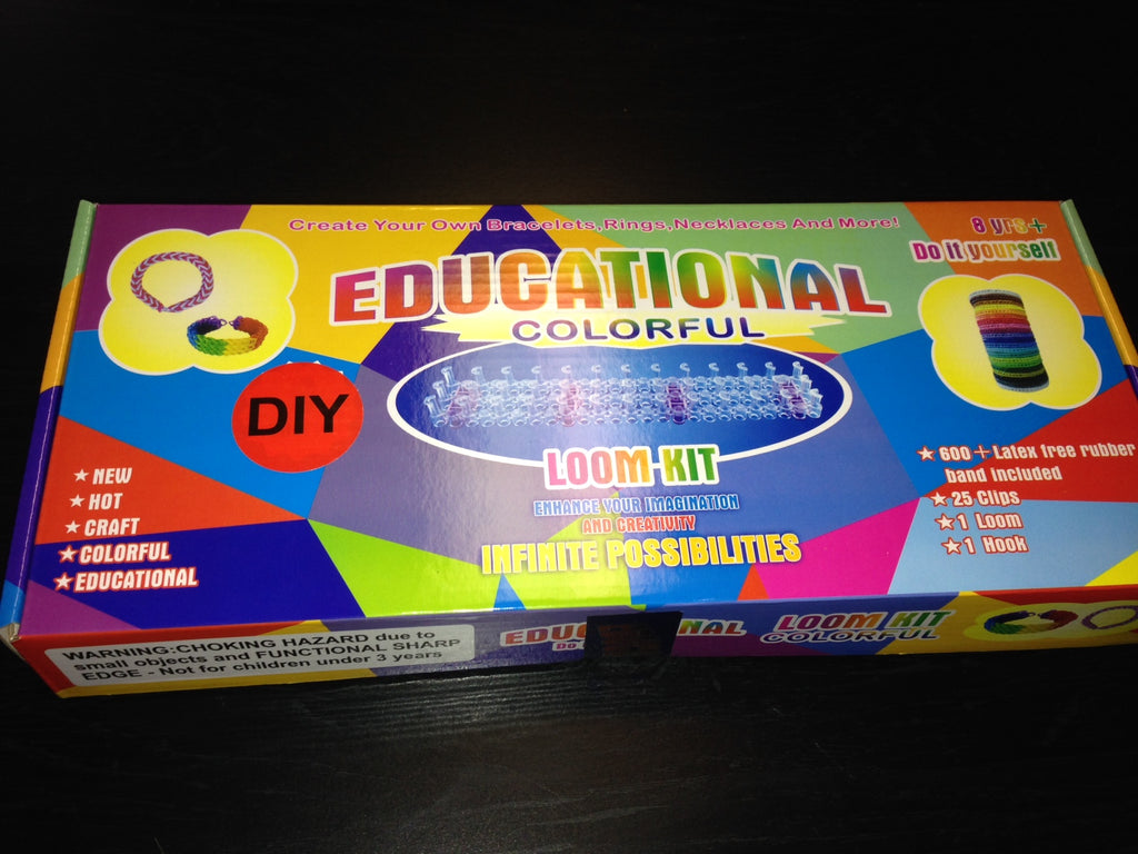 DIY LOOM BAND STARTER KIT RUBBER with S Clips & 600 Band refills Rainbow Colors