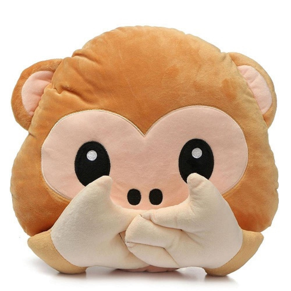 NO TALK MONKEY EMOTICON PLUSH PILLOW, 17" INCHES