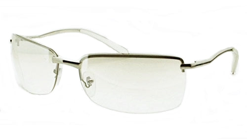 CLEAR LENS METAL SILVER HALF FRAME PRESCRIPTION SUN-GLASSES UNISEX MEN WOMEN NEW
