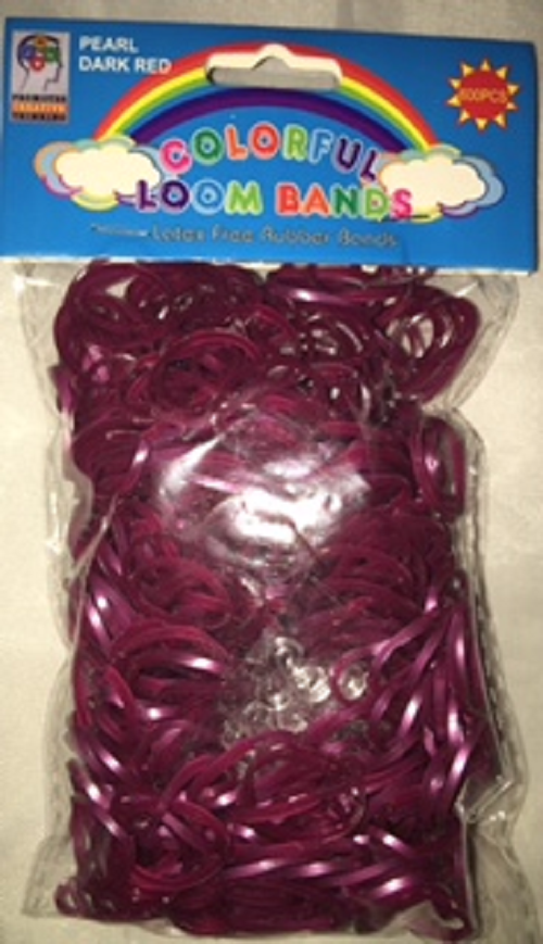METALLIC DARK RED 600 Pcs Bag DIY LOOM RUBBER BAND REFILLS