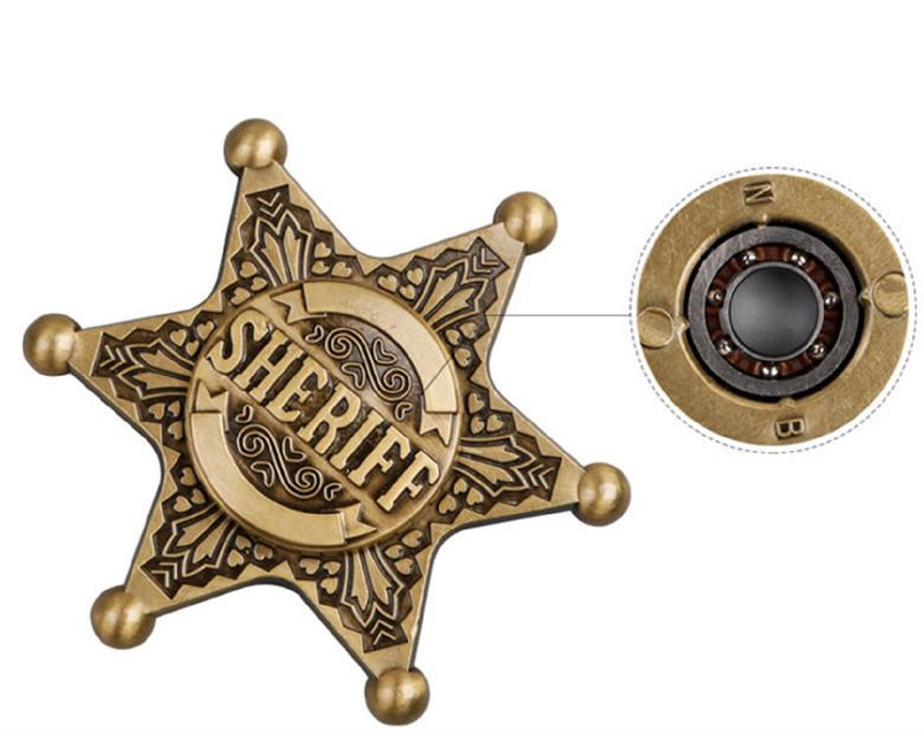 VINTAGE SHERIFF BADGE High Speed Metal Fidget Hand Spinner Stress Relief Toys