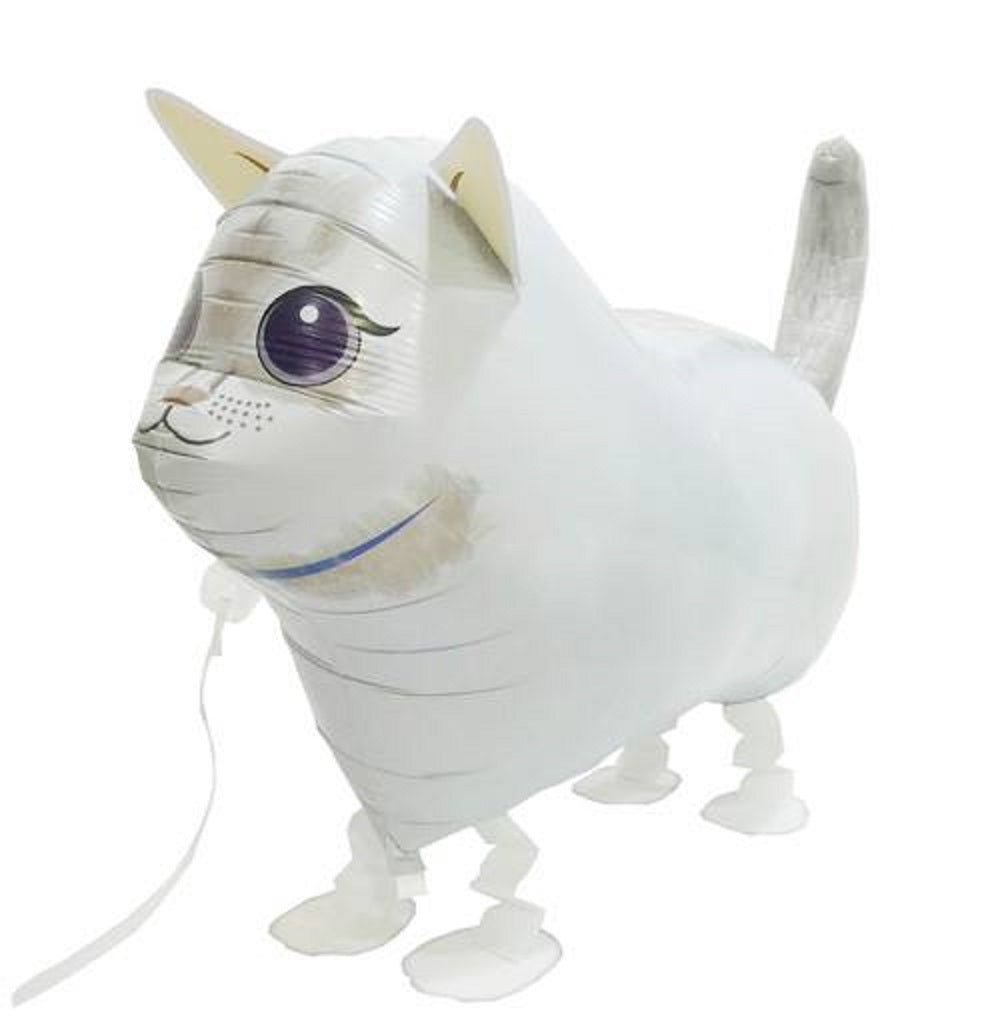 WHITE CAT WALKING BALLOON ANIMAL