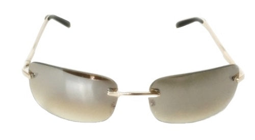 FRAMELESS CLEAR-BROWN LENS PRESCRIPTION METAL GOLD SUN-GLASSES UNISEX MEN WOMEN