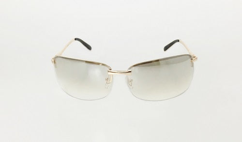 CLEAR LENS METAL GOLD HALF FRAME PRESCRIPTION SUN-GLASSES UNISEX MENS WOMENS NEW