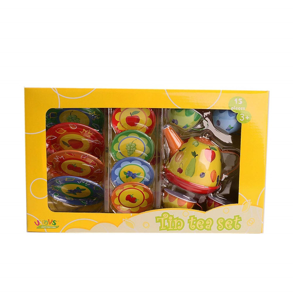 Fruit Metal Teapot & Cups Tin Tea Set Kitchen Play Toy Food Playset
