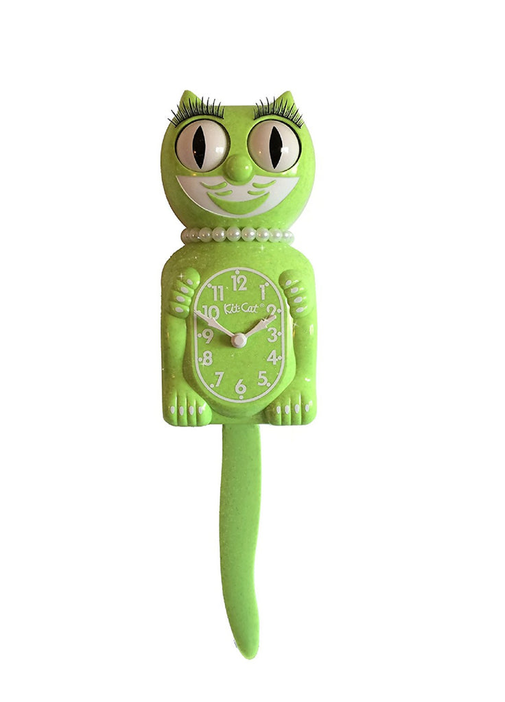 Classic Vintage Retro Kit-Cat Klock 15 1/2" Chartreuse Lady Clock Rolling Eye