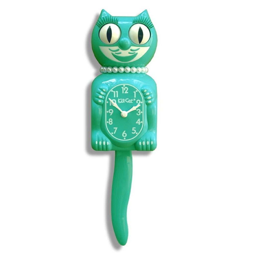Classic Vintage Retro Kit-Cat Klock 15 1/2" Emerald Green Lady Clock Rolling Eye