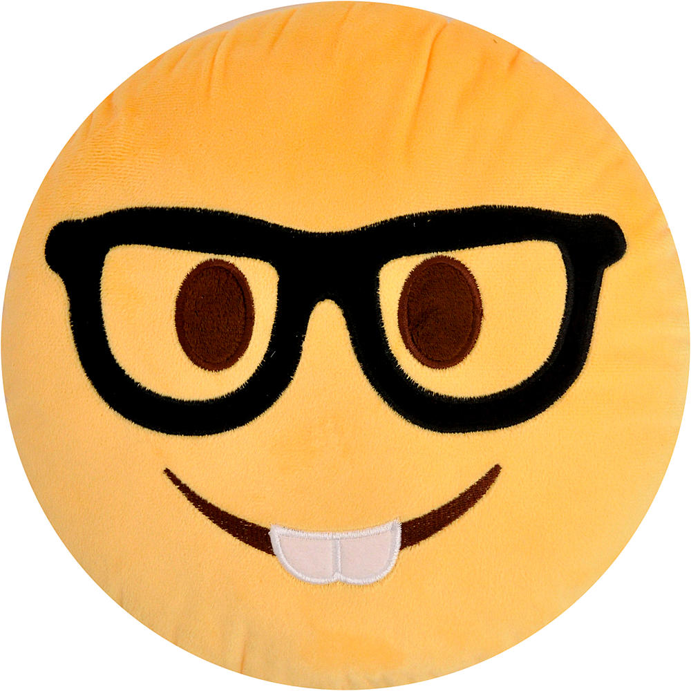 NERD BOY EMOTICON PLUSH PILLOW, 12" INCHES