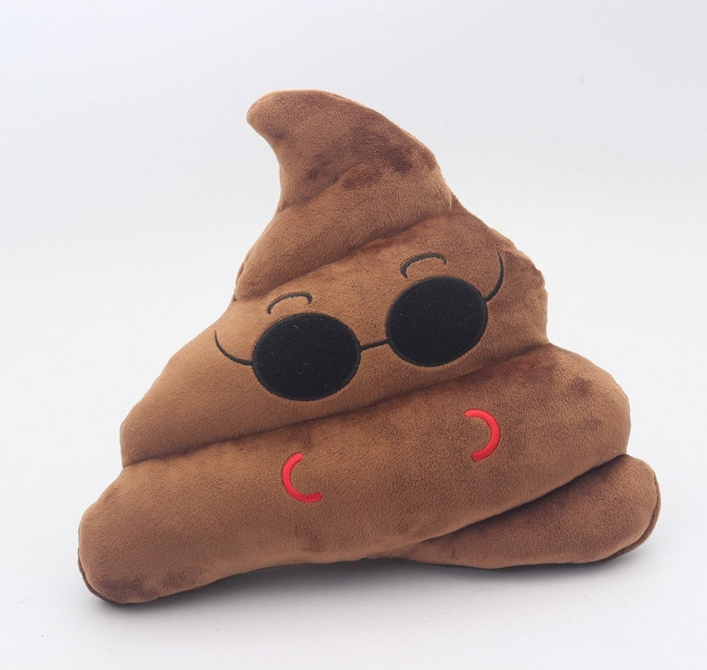 SUNGLASSES POOP EMOTICON PLUSH PILLOW, 13" INCHES
