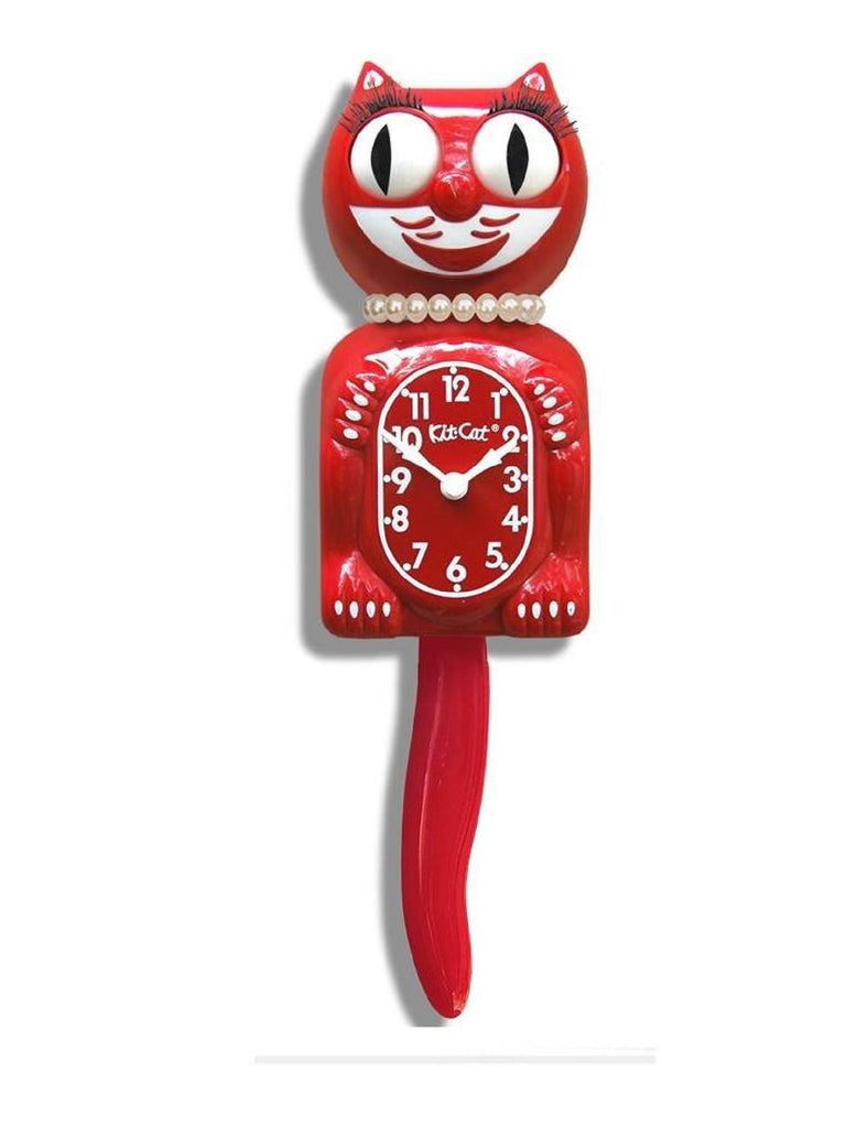 Classic Vintage Retro Kit-Cat Klock 15 1/2" Scarlet Red Lady Clock Rolling Eyes