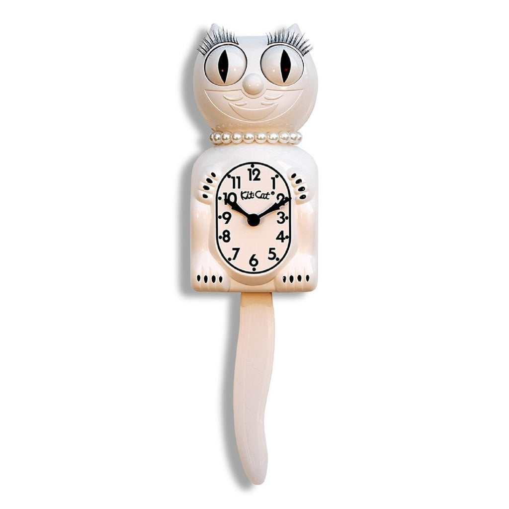 Classic Vintage Retro Kit-Cat Klock 15 1/2" White Lady Clock Rolling Eyes Tail