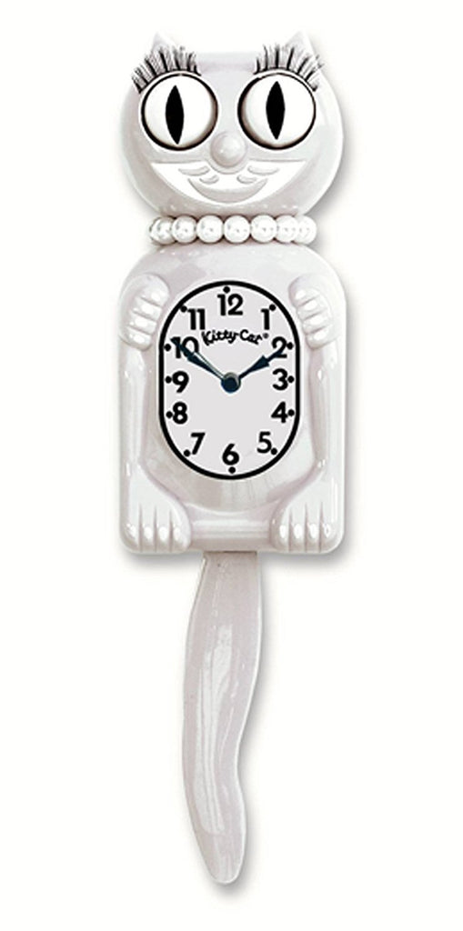 Classic Vintage Retro Kit-Cat Klock 12 3/4" White Miss Kitty Clock Rolling Eyes