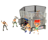 Wrestling Toy Figure Set w/ Ring Wrestle Action Smack 12 Figures Arena Iron Rail
