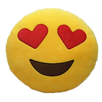 HEART EYES EMOTICON PLUSH PILLOW, 12" INCHES