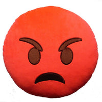 RED ANGRY EMOTICON PLUSH PILLOW, 12" INCHES