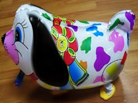 WHITE COLORFUL DOG WALKING BALLOON ANIMAL