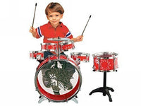 11pcs Musical Instrument Red Drum Bass Snares Toy Portable PLAYSET