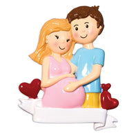 Baby's First EXPECTING Couple Pregnant Personalized Christmas Tree Ornament