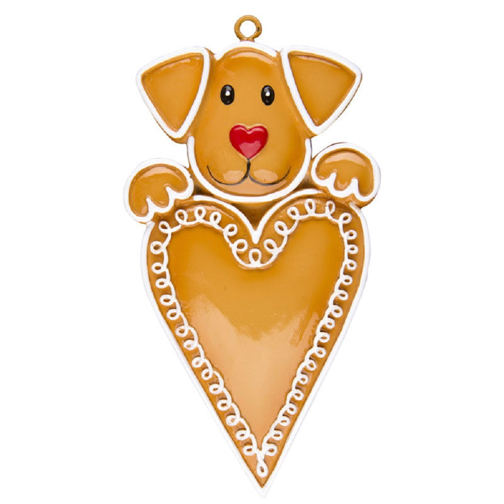 Gingerbread Dog with Heart Personalized Christmas Tree Ornament Xmas NEW