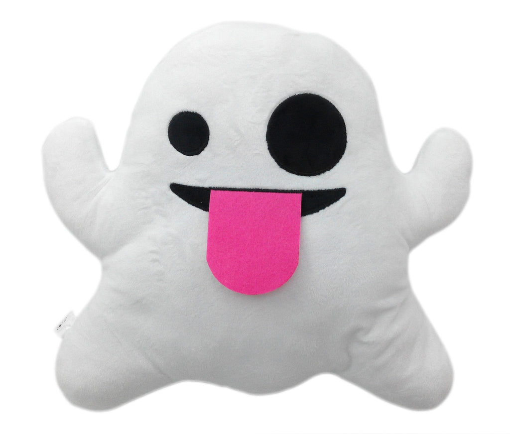 GHOST EMOTICON PLUSH PILLOW, 11" INCHES