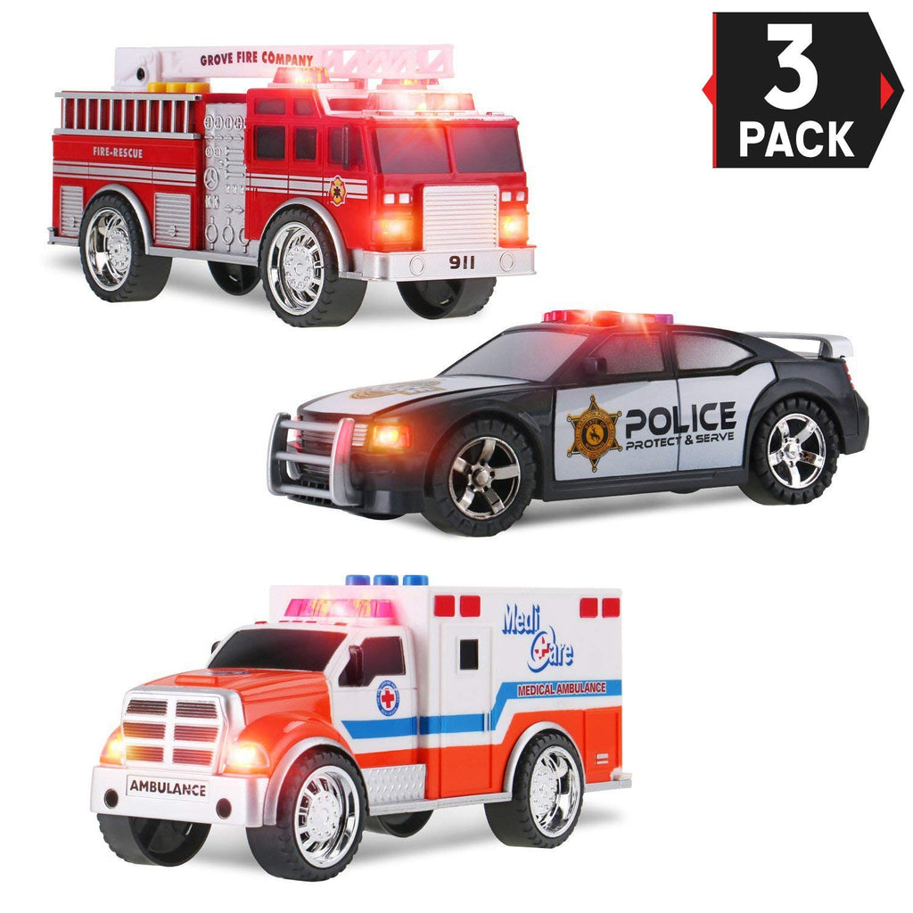 3-in-1 True Hero Vehicles Kids Toy Cars Emergency Vehicles 3-Button