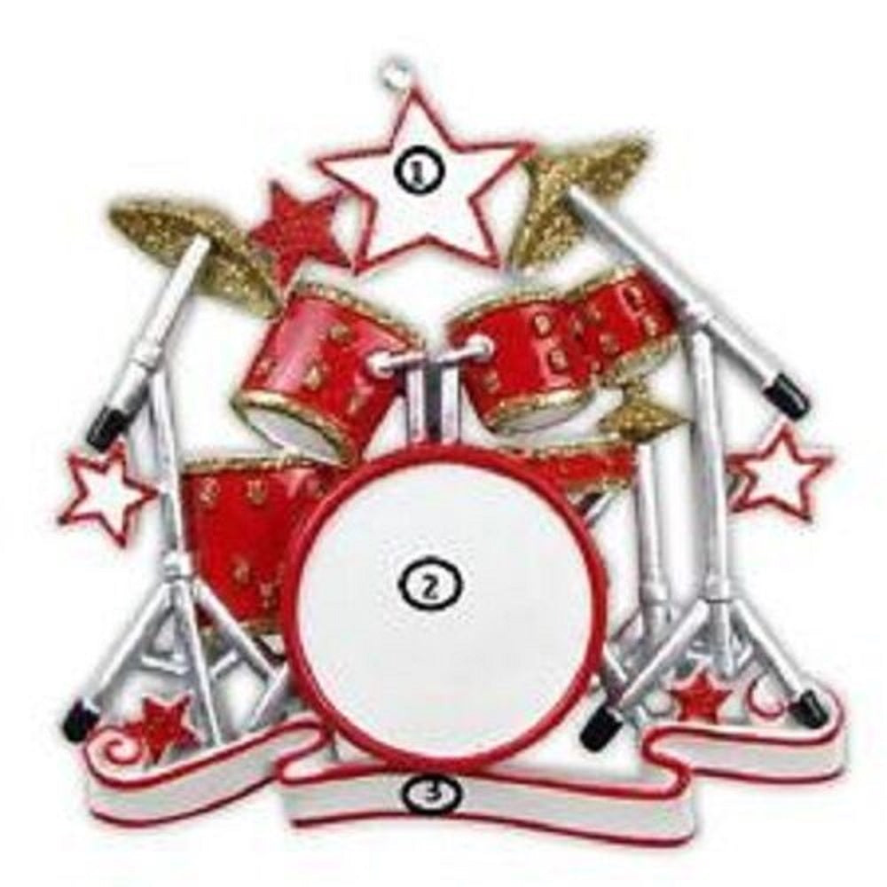 Drum Set Personalized Christmas Tree Ornament X-mass Band Drummer