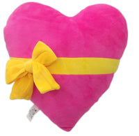 PINK HEART WITH RIBBON EMOTICON PLUSH PILLOW, 11" INCHES