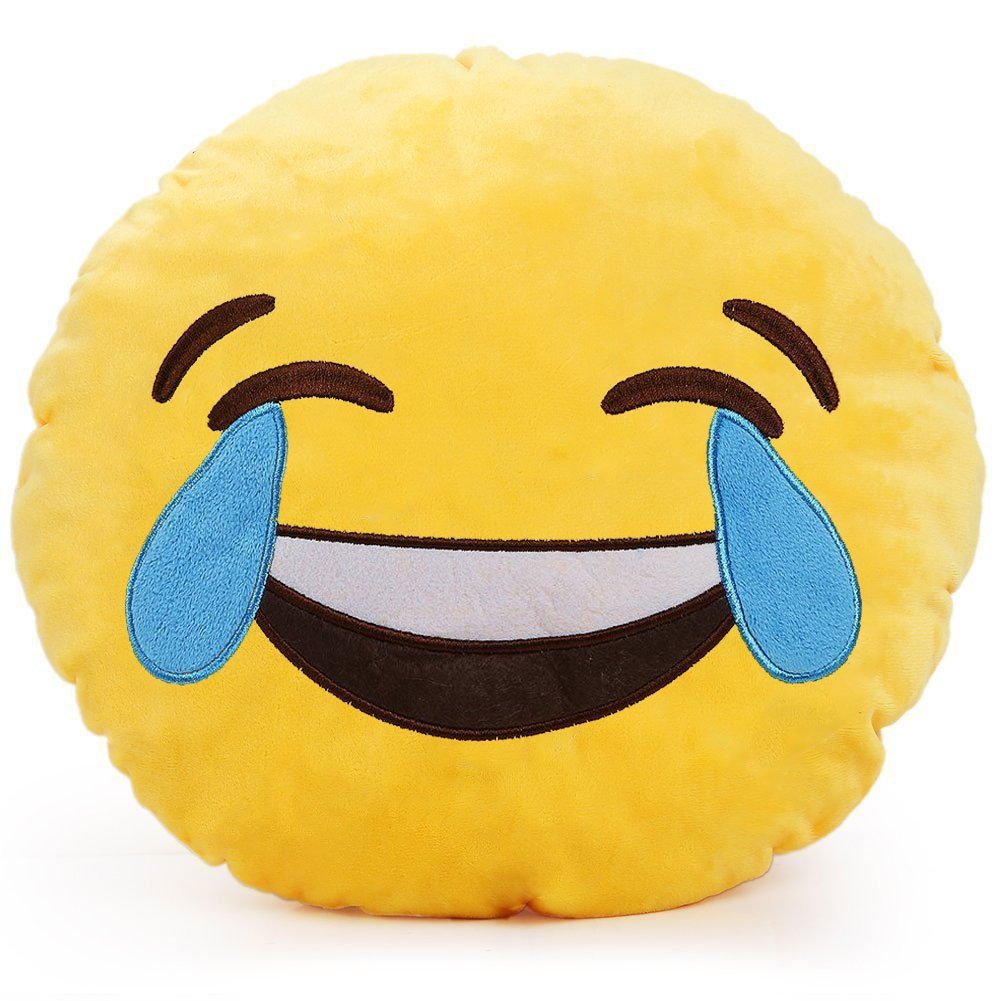 LAUGH TO TEARS EMOTICON PLUSH PILLOW, 12" INCHES
