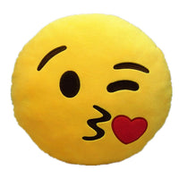 THROWING KISS EMOTICON PLUSH PILLOW, 12" INCHES