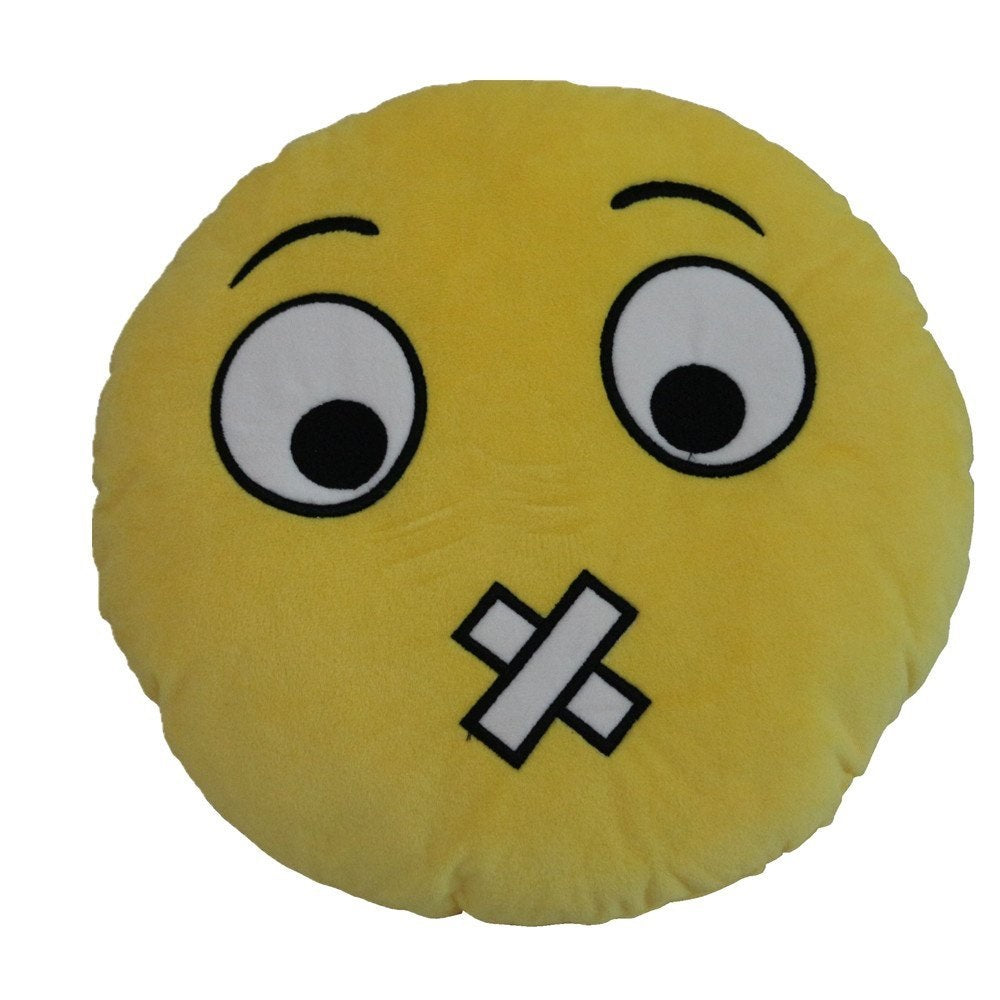 NO TALK SILLY EMOTICON PLUSH PILLOW, 12" INCHES
