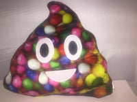 RAINBOW M&M POOP EMOTICON PLUSH PILLOW, 13" INCHES