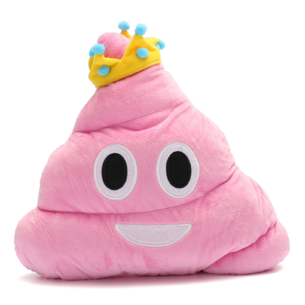 PINK POOP W/ CROWN EMOTICON PLUSH PILLOW, 13" INCHES