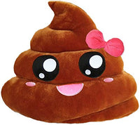 POOP W/ PINK RIBBON EMOTICON PLUSH PILLOW, 13" INCHES