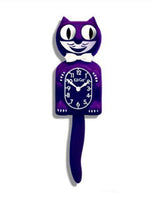 Classic Vintage Retro Kit-Cat Klock 15 1/2" Violet Purple Clock Roll Eyes Tail