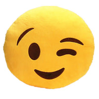 WINK EMOTICON PLUSH PILLOW, 12" INCHES