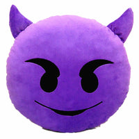 PURPLE DEVIL EMOTICON PLUSH PILLOW, 12" INCHES