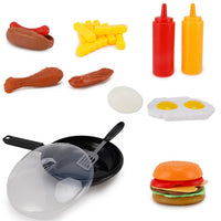 25 Piece Fast Food Playset Cooking Pan Spatula Cheeseburger Hotdog