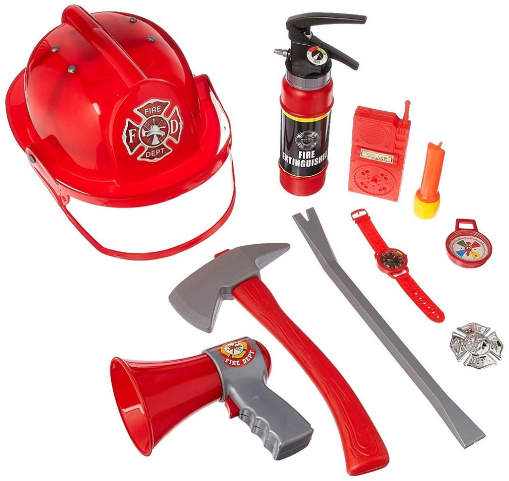 10Pcs Fireman Gear Firefighter Costume Play Set Helmet Accessories