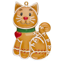 Gingerbread Cat with Heart Personalized Christmas Tree Ornament Xmas Ginger