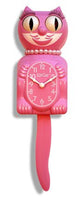 Classic Vintage Retro Kit-Cat Klock 15 1/2" Strawberry Pink Lady Clock Rolling