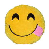 LICKING EMOTICON PLUSH PILLOW, 12" INCHES